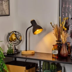 Luminaires Scandinaves-hofstein Lampe de table Kerzellec Bois clair, Noir, 1 lumière