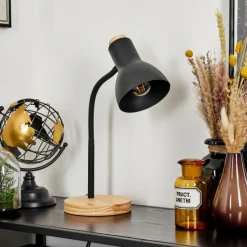 Luminaires Scandinaves-hofstein Lampe de table Kerzellec Bois clair, Noir, 1 lumière