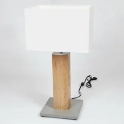 Lampes En Tissu-hofstein Lampe de table Kyneton Gris, Écru, Nickel mat, 1 lumière