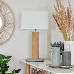 Lampes En Tissu-hofstein Lampe de table Kyneton Gris, Écru, Nickel mat, 1 lumière