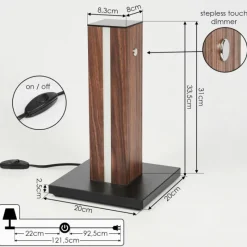 Lampes En Bois-hofstein Lampe de table Kyneton LED Bois foncé, Noir, 1 lumière