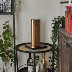 Lampes En Bois-hofstein Lampe de table Kyneton LED Bois foncé, Noir, 1 lumière