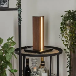 Lampes En Bois-hofstein Lampe de table Kyneton LED Bois foncé, Noir, 1 lumière