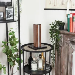 Lampes En Bois-hofstein Lampe de table Kyneton LED Bois foncé, Noir, 1 lumière