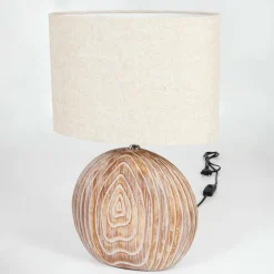 Lampes En Tissu-hofstein Lampe de table Lahnus Brun, Couleur bois, Blanc, 1 lumière