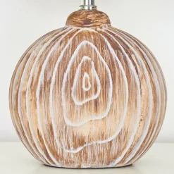 Lampes En Tissu-hofstein Lampe de table Lahnus Brun, Couleur bois, Blanc, 1 lumière