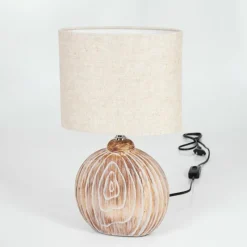 Lampes En Tissu-hofstein Lampe de table Lahnus Brun, Couleur bois, Blanc, 1 lumière