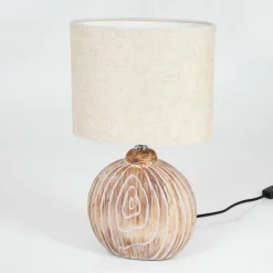 Lampes En Tissu-hofstein Lampe de table Lahnus Brun, Couleur bois, Blanc, 1 lumière