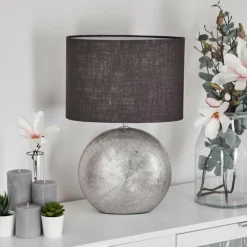 Lampes En Tissu-hofstein Lampe de table Lahnus Chrome, Noir, 1 lumière