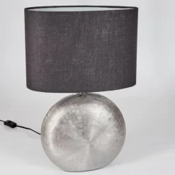 Lampes En Tissu-hofstein Lampe de table Lahnus Chrome, Noir, 1 lumière