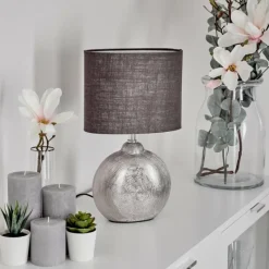 Lampes En Tissu-hofstein Lampe de table Lahnus Chrome, Argenté, 1 lumière