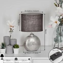 Lampes En Tissu-hofstein Lampe de table Lahnus Chrome, Argenté, 1 lumière