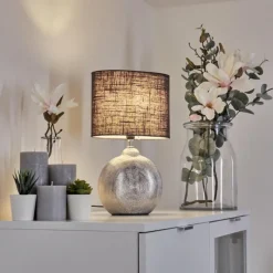 Lampes En Tissu-hofstein Lampe de table Lahnus Chrome, Argenté, 1 lumière