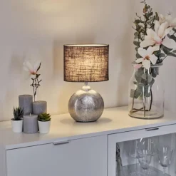 Lampes En Tissu-hofstein Lampe de table Lahnus Chrome, Argenté, 1 lumière