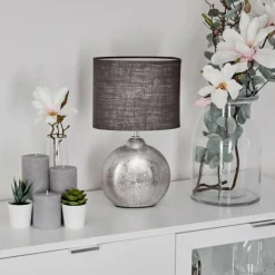 Lampes En Tissu-hofstein Lampe de table Lahnus Chrome, Argenté, 1 lumière