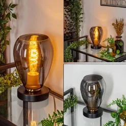 Suspension Verre Fumé-hofstein Lampe de table Lincura Laiton, Noir, 1 lumière