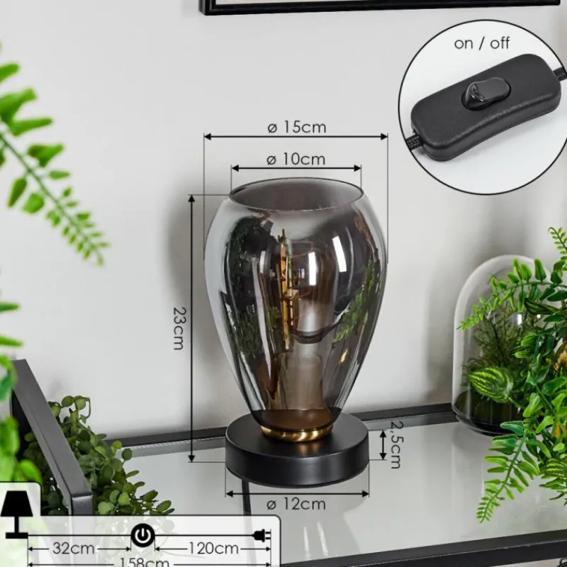 Suspension Verre Fumé-hofstein Lampe de table Lincura Laiton, Noir, 1 lumière