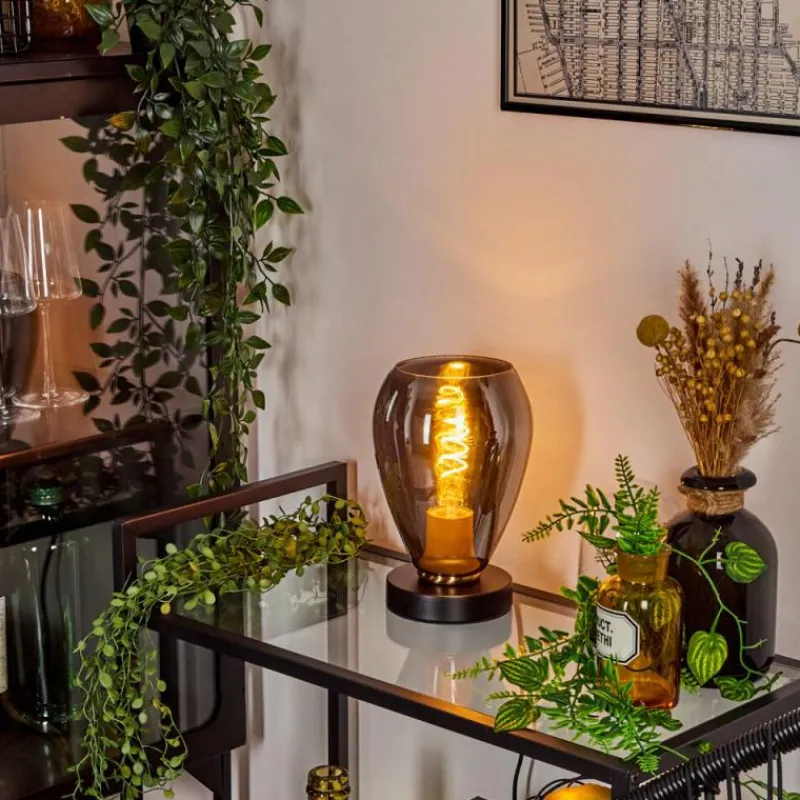 Suspension Verre Fumé-hofstein Lampe de table Lincura Laiton, Noir, 1 lumière