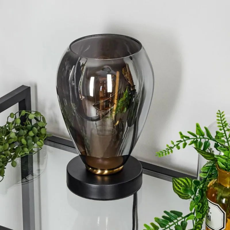 Suspension Verre Fumé-hofstein Lampe de table Lincura Laiton, Noir, 1 lumière