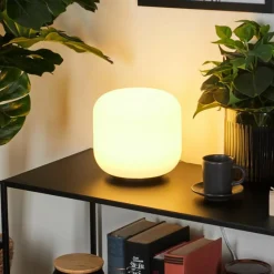 hofstein Lampe de table Loural LED Nickel mat, 1 lumière, Télécommandes, Changeur de couleurs