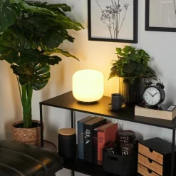 hofstein Lampe de table Loural LED Nickel mat, 1 lumière, Télécommandes, Changeur de couleurs