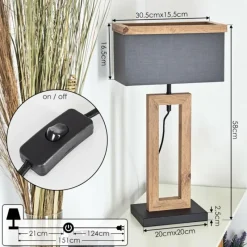 Lampes En Tissu-hofstein Lampe de table Lure Brun, Couleur bois, Noir, 1 lumière