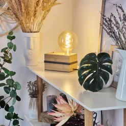 Luminaires Scandinaves-hofstein Lampe de table Noulens Écru, Noir, 1 lumière