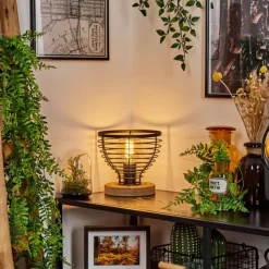 Style Boho-Chic-hofstein Lampe de table Omba Écru, Noir, 1 lumière