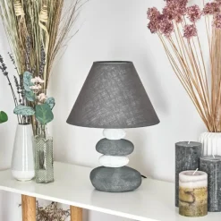 Lampes En Tissu-hofstein Lampe de table Palmela Gris, Blanc, 1 lumière