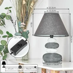 Lampes En Tissu-hofstein Lampe de table Palmela Gris, Blanc, 1 lumière