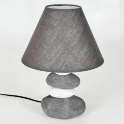 Lampes En Tissu-hofstein Lampe de table Palmela Gris, Blanc, 1 lumière