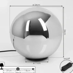 Suspension Verre Fumé-hofstein Lampe de table Recoutas Noir, 1 lumière