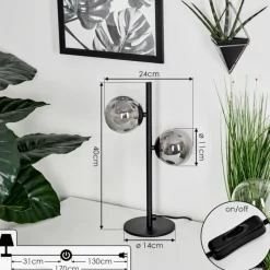 Suspension Verre Fumé-hofstein Lampe de table Remaisnil Noir, 2 lumières