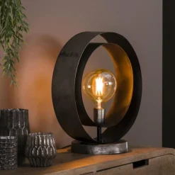 hofstein Lampe de table Rotar Argent Oxydé, 1 lumière* Lampes À Poser