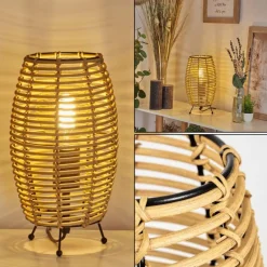 Style Boho-Chic-hofstein Lampe de table Sepins Écru, Noir, 1 lumière