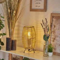 Style Boho-Chic-hofstein Lampe de table Sepins Écru, Noir, 1 lumière