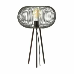 hofstein Lampe de table Vagney Nickel mat, Noir, 1 lumière* Lampes À Poser