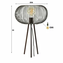 hofstein Lampe de table Vagney Nickel mat, Noir, 1 lumière* Lampes À Poser
