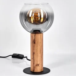 Suspension Verre Fumé-hofstein Lampe de table Vouhet Brun, Couleur bois, Noir, 1 lumière