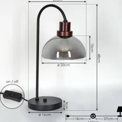 Suspension Verre Fumé-hofstein Lampe de table Aannestad Brun, Noir, 1 lumière
