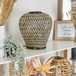 Luminaires Orientaux-hofstein Lampe de table Alavi Écru, Noir, 1 lumière