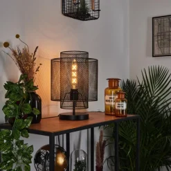 Style Boho-Chic-hofstein Lampe de table Amsoldingen Noir, 1 lumière