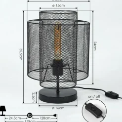 Style Boho-Chic-hofstein Lampe de table Amsoldingen Noir, 1 lumière