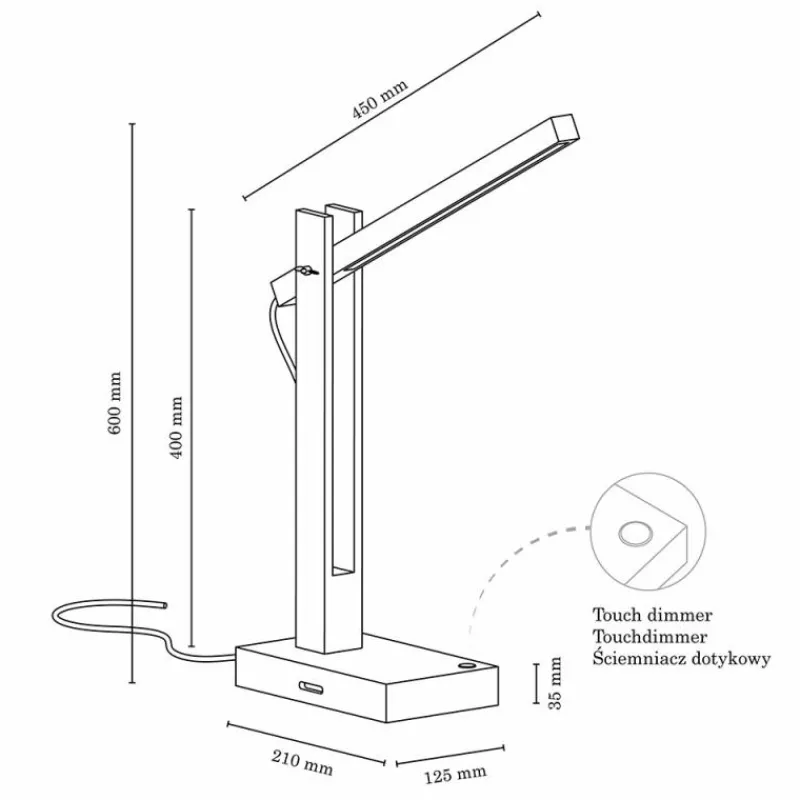 Luminaires Scandinaves-hofstein Lampe de table Anga LED Chrome, Écru, 1 lumière