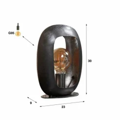 hofstein Lampe de table Arch Nickel mat, Noir, 1 lumière* Lampes À Poser