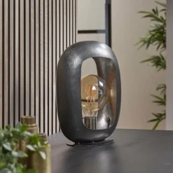 hofstein Lampe de table Arch Nickel mat, Noir, 1 lumière* Lampes À Poser