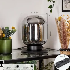 Suspension Verre Fumé-hofstein Lampe de table Arieux Noir, 1 lumière