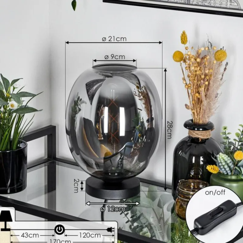 Suspension Verre Fumé-hofstein Lampe de table Augicourt Noir, 1 lumière