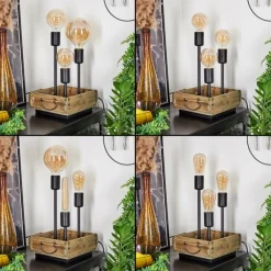 Style Boho-Chic-hofstein Lampe de table Avestruz Brun, Noir, 3 lumières