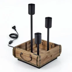 Style Boho-Chic-hofstein Lampe de table Avestruz Brun, Noir, 3 lumières